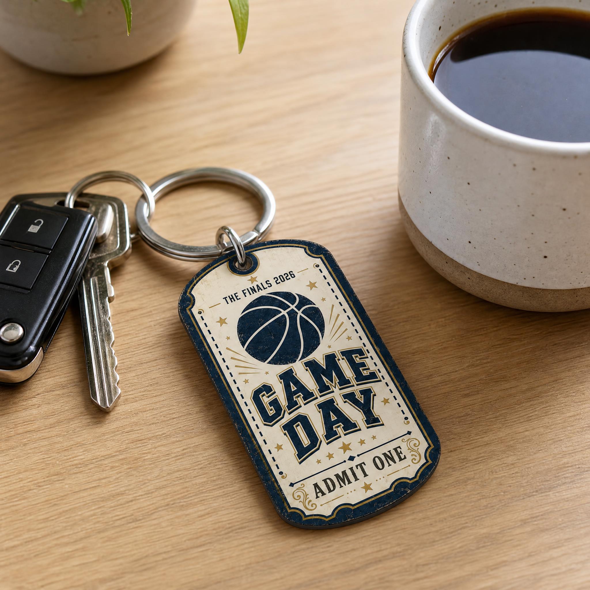 Party Games Baby Shower - Basketball Game Day Ticket Shaped Keychain