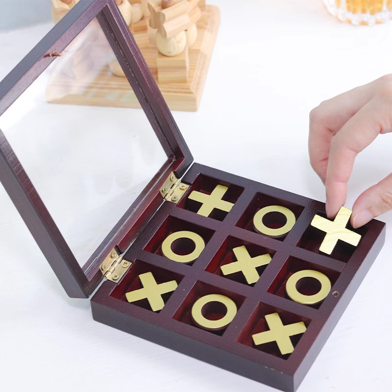 Party Games Juegos De Mesa - Classic XOXO Wooden Tic Tac Toe